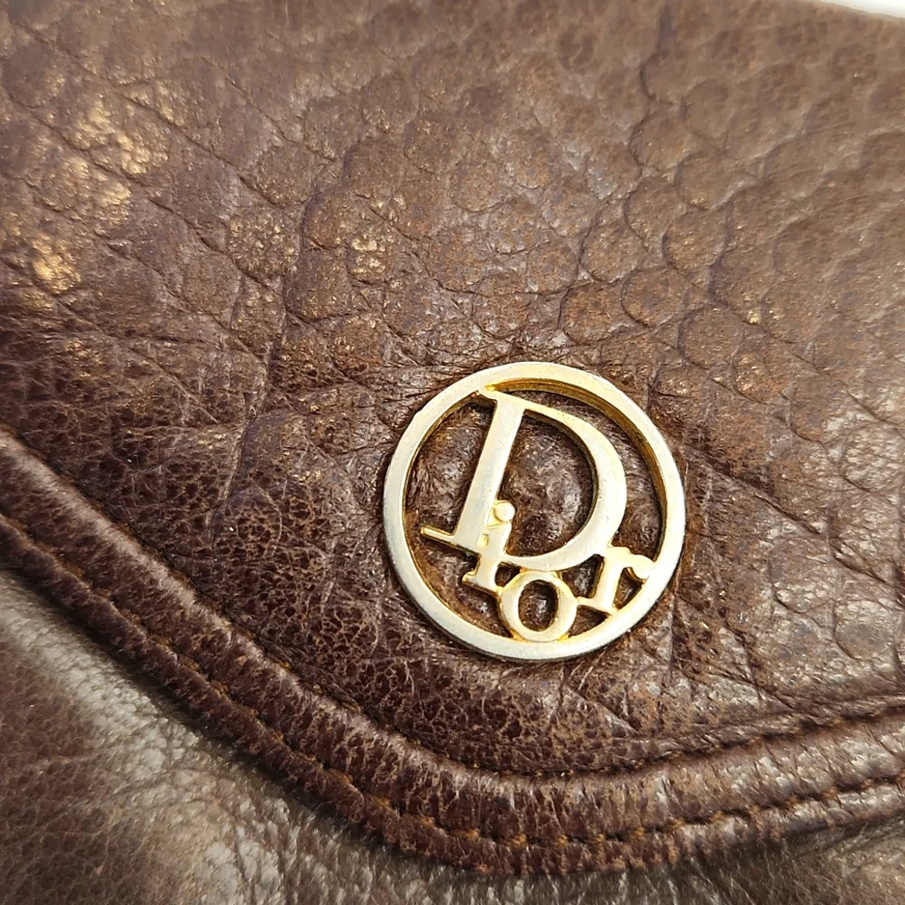 Authentic Christian Dior Vintage Leather Brown Coin Purse - Picture 2 of 10